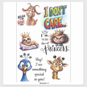 Funny Cartoon Stickers Motivierend & sarkastisch Aufkleber