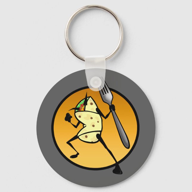 FUNNY CARTOON STYLE BURRITO ROUND KEY KETTE SCHLÜSSELANHÄNGER (Vorderseite)