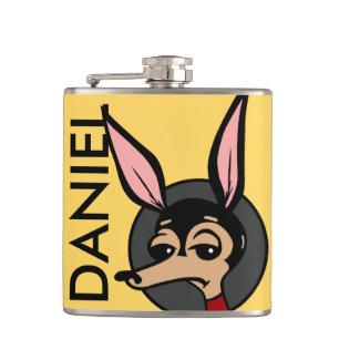 FUNNY CARTOON STYLE DOG VINYL WRAPPY FLASK FLACHMANN