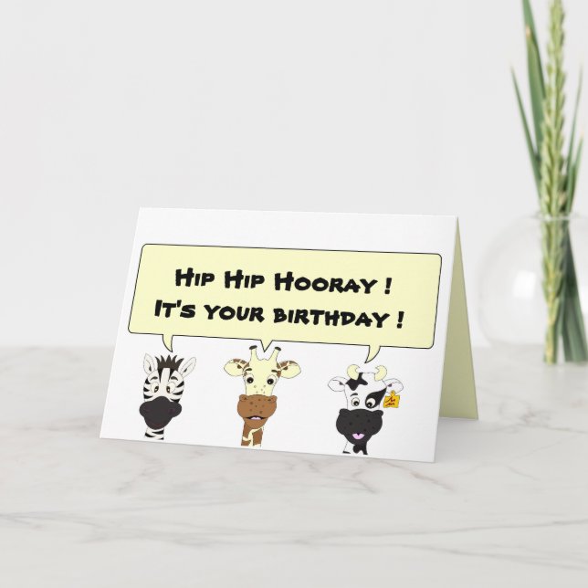 Funny Cartoon Tiere Kindergeburtstag Karte (Vorderseite)