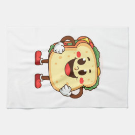 Funny Cartoon Toast Character Illustration Geschirrtuch