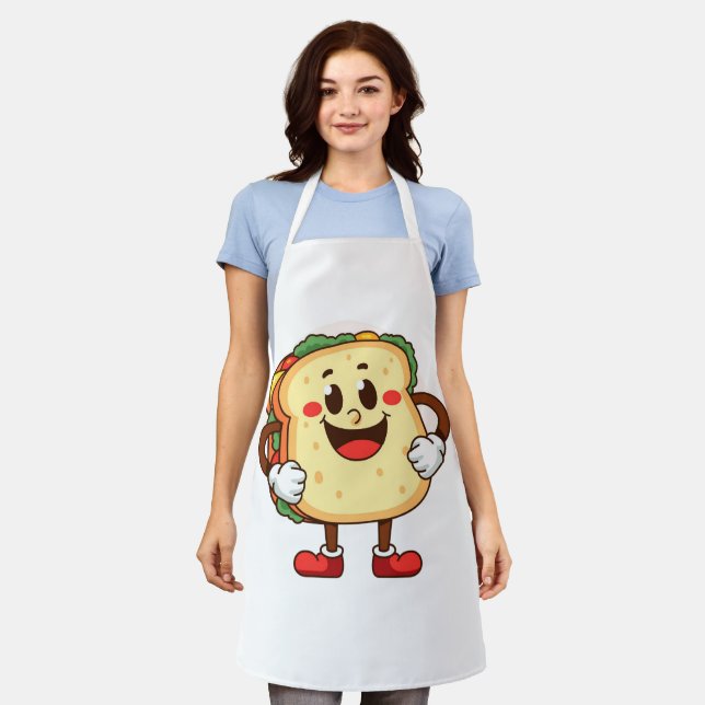 Funny Cartoon Toast Character Illustration Schürze (Getragen)