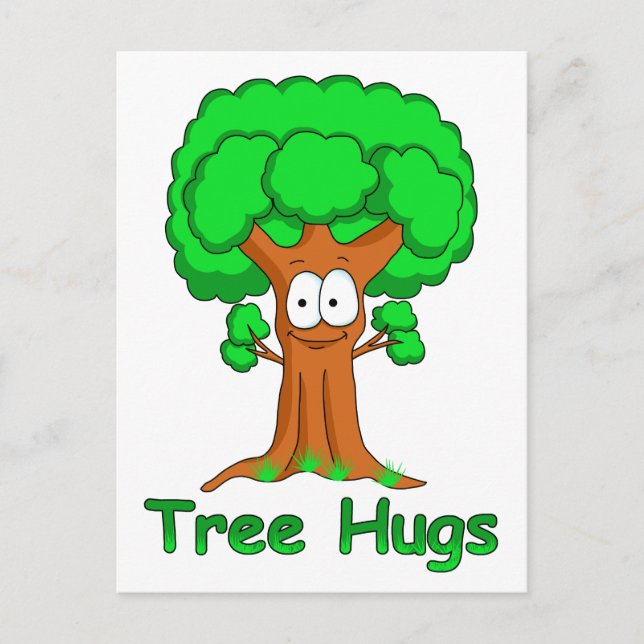 Funny Cartoon Tree Hugs Postkarte (Vorderseite)