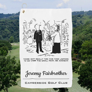 Funny Cartoon - Vicar sagt keine Zeit für Anwälte Golfhandtuch