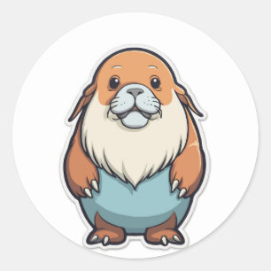 Funny Cartoon Walrus Sticker: Niedliches arktische Runder Aufkleber
