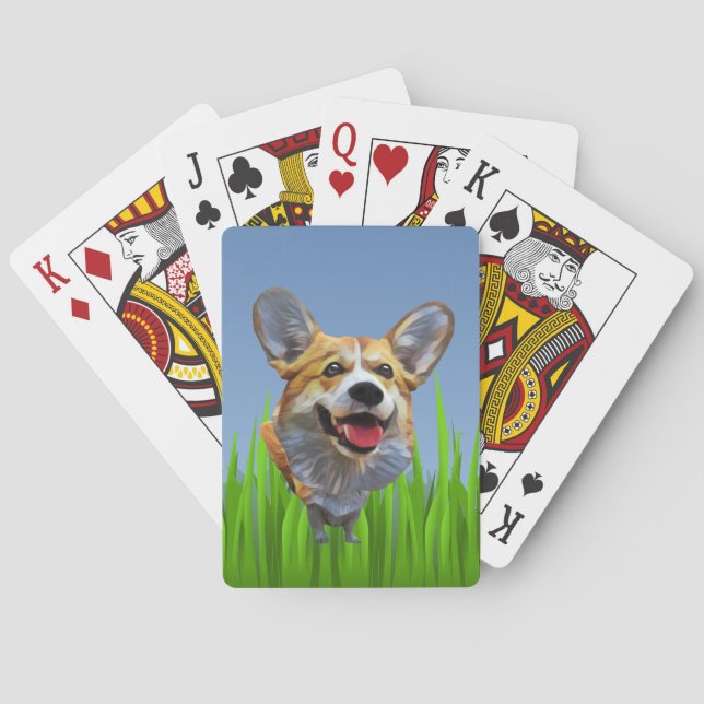 Funny Cartoon Welsh Corgi Kartendecke Spielkarten (Rückseite)