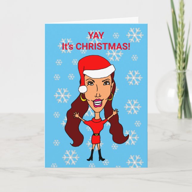 Funny Cartoon Woman Fashionisti Weihnachten (Vorderseite)