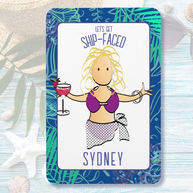 Funny Cartoon Woman Tropical Beach Cruise Door Magnet (Von Creator hochgeladen)