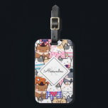 Funny Cartoonic Cats Kitten Pattern Monogram Kids Gepäckanhänger<br><div class="desc">Dieses bezaubernde Gepäckanhänger mit Kittenmuster & Monogramm würde ein wunderbares Geschenk für jemanden machen,  der niedliche Kätzchen Lieben!</div>