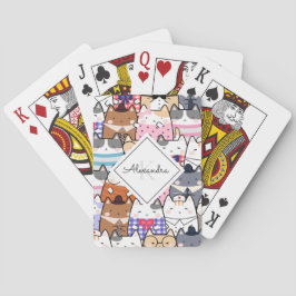 Funny Cartoonic Cats Kitten Pattern Monogram Kids Spielkarten