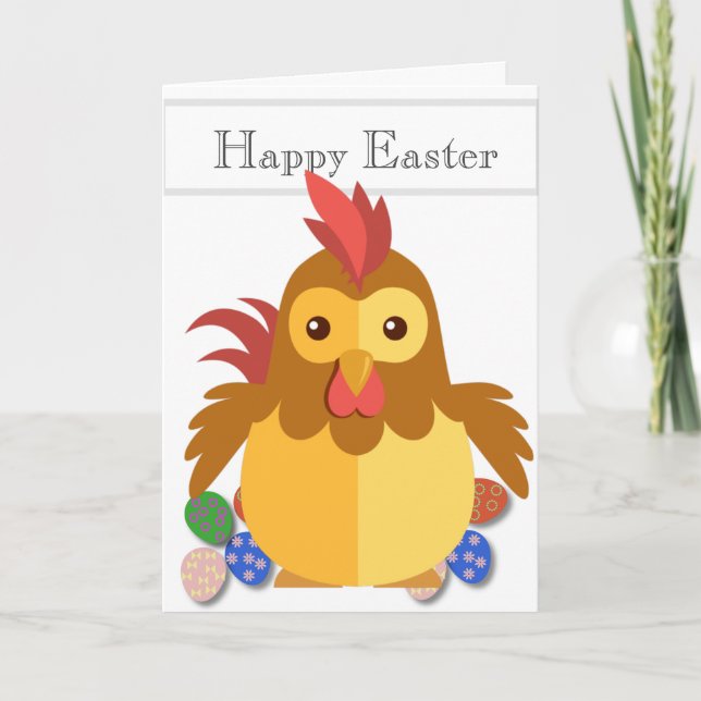 Funny Cartoons Rooster Osterfeier Feiertagskarte (Vorderseite)