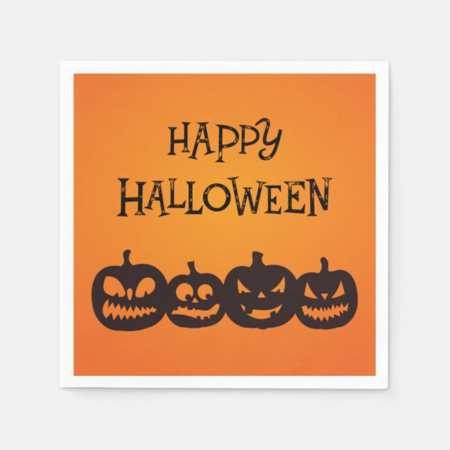 Funny Carved Halloween Pumpkin Quartett Serviette (Vorderseite)