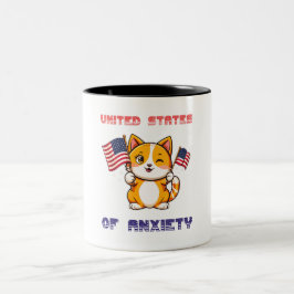 Funny Cat 4. Juli USA Flag Cat auf Zweifarbige Tasse