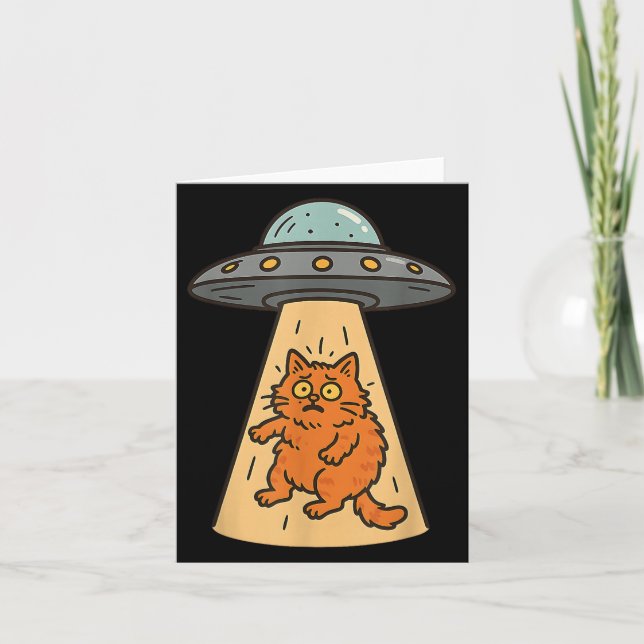 Funny Cat Alien Entführung Ufo Raumschiff Kitty Sc Karte (Vorderseite)