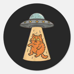 Funny Cat Alien Entführung Ufo Raumschiff Kitty Sc Runder Aufkleber