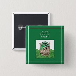 Funny Cat am St. Patrick's Day Button