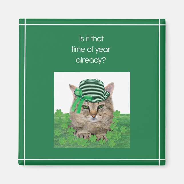 Funny Cat am St. Patrick's Day Magnet (Vorne)