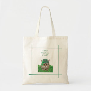 Funny Cat am St. Patrick's Day Tragetasche