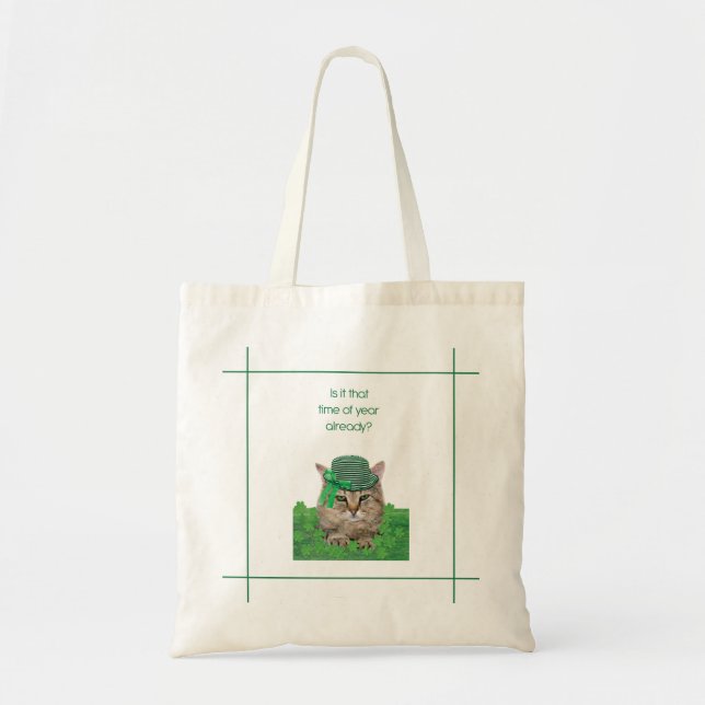 Funny Cat am St. Patrick's Day Tragetasche (Vorne)