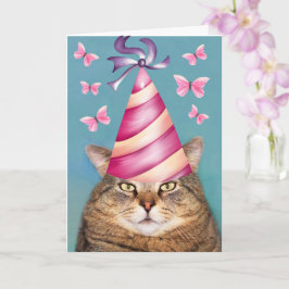 Funny Cat and Butterfly Geburtstagskarte Karte
