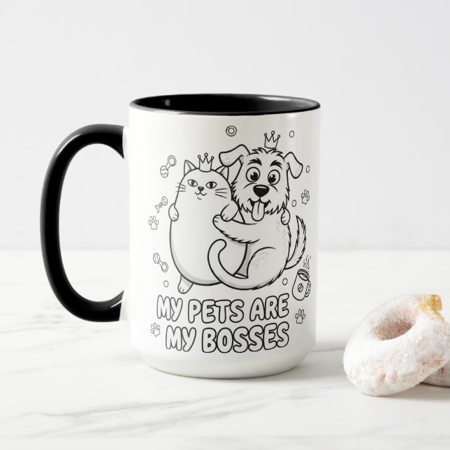 Funny Cat and Dog Mug Gift For Pet Lovers (Avec donut)