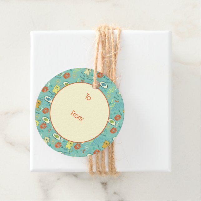 Funny Cat and Fish Geschenkanhänger (Beispiel)