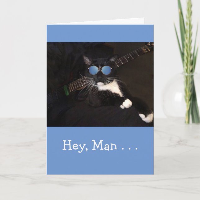Funny Cat and Guitar Cancer support Karte (Vorderseite)