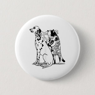 Funny Cat and Hundeshirt Tattoo Artist Cat Zeichne Button