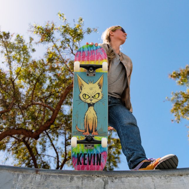 Funny Cat Art individuelle Name Skateboard Deck (Außenbereich 1)