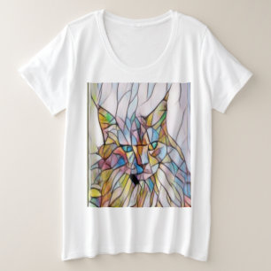 Funny Cat Artwork Große Größe T-Shirt