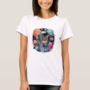 Funny Cat Astronaut im Weltraum T-Shirt