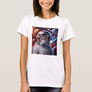 Funny Cat Astronaut im Weltraum T-Shirt