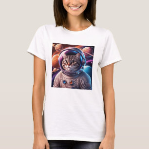 Funny Cat Astronaut im Weltraum T-Shirt