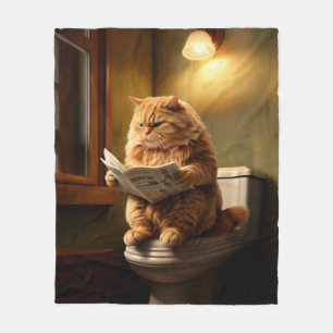 Funny Cat auf der Toilette Quirky Bathroom Spaß Fleecedecke