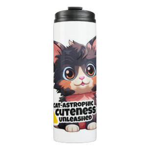 Funny cat Aufkleber Klassischer T - Shirt (5) Thermosbecher