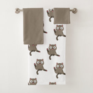 Funny Cat Badhandtuch Set