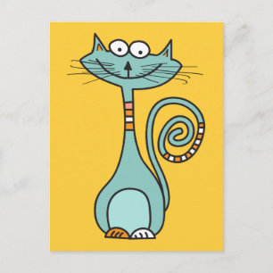 Funny Cat benutzerdefinierte Farbe Postkarte