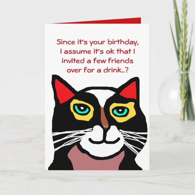 Funny Cat Birthday Card Geschenk Einladung (Vorderseite)