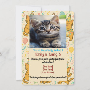 Funny Cat Birthday Einladungskarte - Benutzerdefin