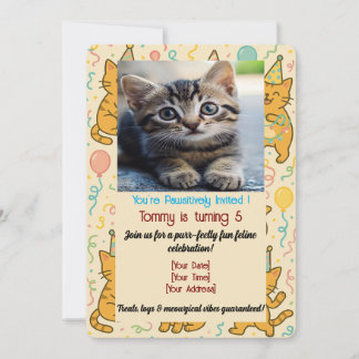 Funny Cat Birthday Einladungskarte - Benutzerdefin