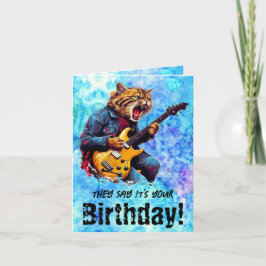 Funny Cat Birthday Rock Faltenkarte Karte