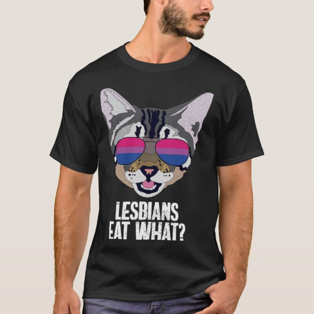 Funny Cat Bisexual Lesbians essen was Bi Pride Pul T-Shirt (Vorderseite)