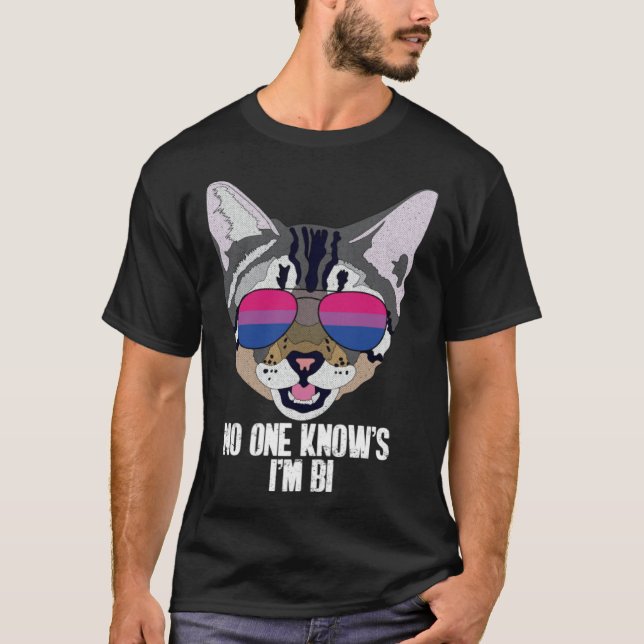 Funny Cat Bisexual Pride No One Knows I'm Bi T-Shirt (Vorderseite)