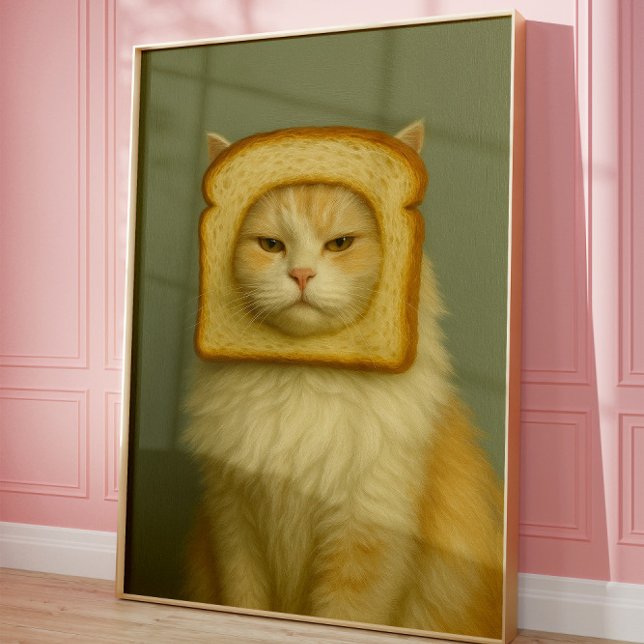 Funny Cat Bread Surreal Aesthetic Wall Art Print Poster (Von Creator hochgeladen)