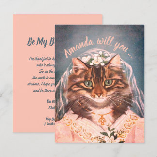 Funny Cat bride meine Brautjungfrau/Trauzeugin inv Einladungspostkarte