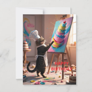 Funny Cat Cake Cake Happy Birthday Grußkarte Postkarte
