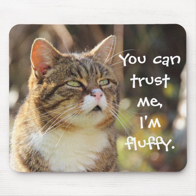 Funny Cat Caption Trust Me I'm Fluffy Mousepad (Vorne)