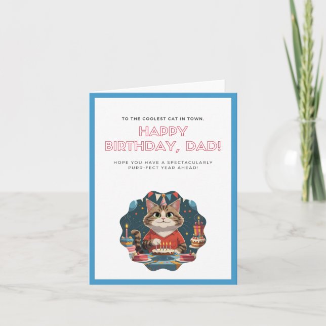 Funny Cat Card Vater Funny Birthday Card Karte (Vorderseite)