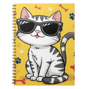 Funny Cat carnet Cartoon chat avec lunettes de sol