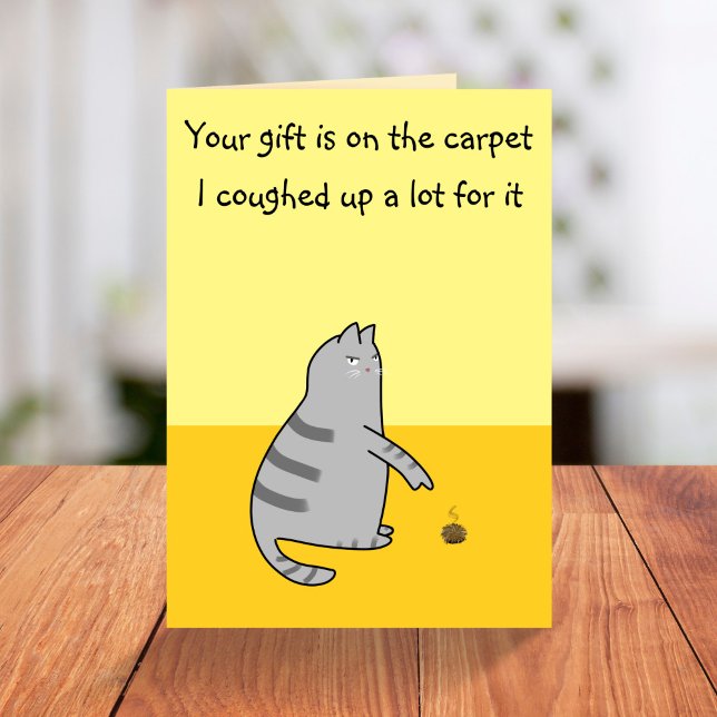 Funny Cat Cartoon Joke Coughed Up Geschenk Geburts Karte (Von Creator hochgeladen)